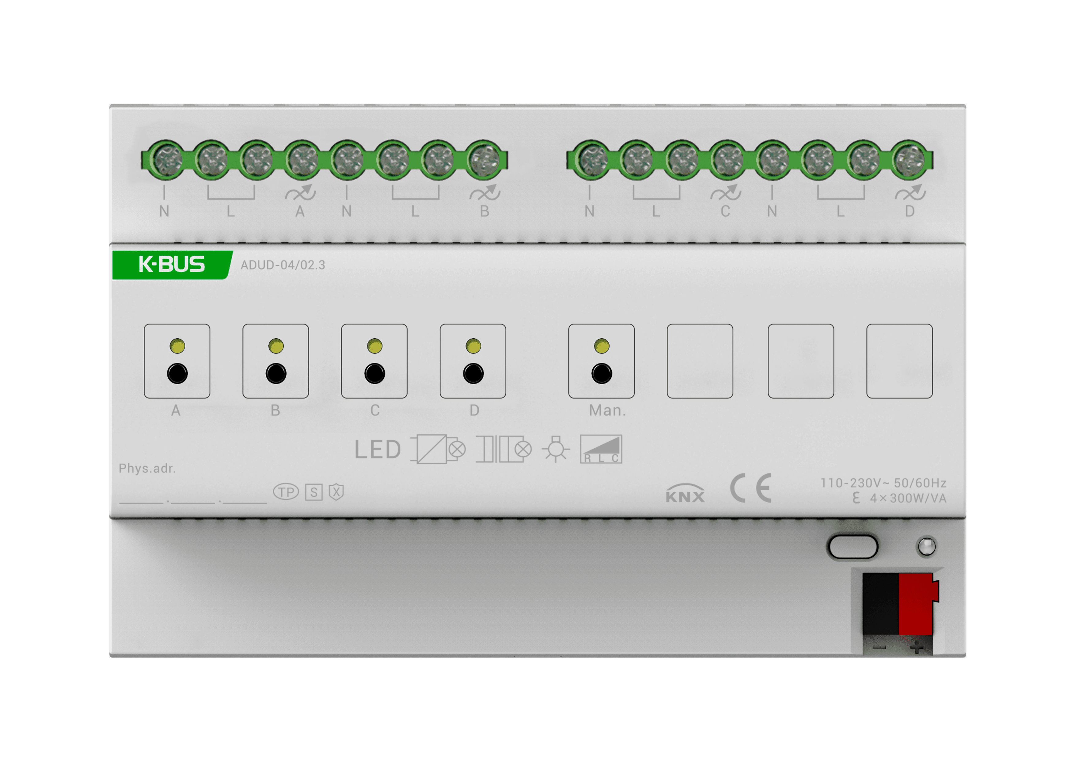 KNX Universal Dimming Actuator with Secure 4-Fold, 8SU MDRC
